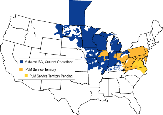 MISO-PJM territory map